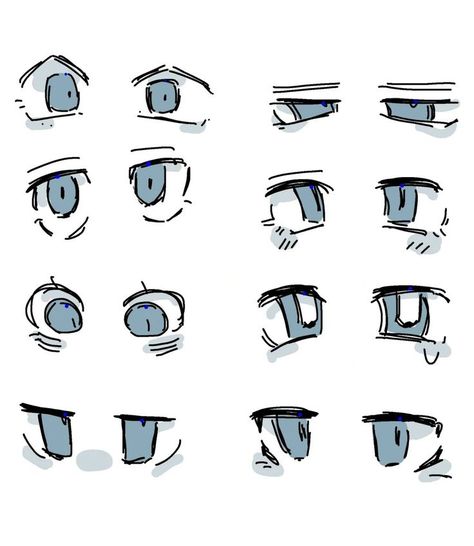 Faces Drawing Reference Cartoon, Anatomy Eyes Drawing, Eyes Artstyle Ideas, Drawing Eyes Simple, Eyes Chibi Reference, Eye Ideas Drawing Character Design, Eye Drawing Expression, Drawing Chibi Eyes, How To Draw In Chibi Style