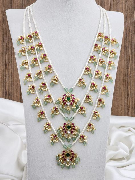 3 Layer orginal Jadau Kundan Lotus Rani Haram Price:DM No one can touch the price and quality Rani Haram, Pearl Mala, Multi Layering, Lotus, Crafts For Kids, Quick Saves