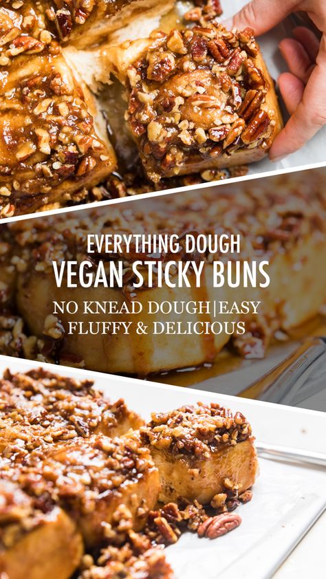 Vegan Sticky Buns Vegan Sticky Buns, Homemade Sticky Buns, Baking Pastries, Easy Sticky Buns, Chelsea Buns, Cinnamon Sticky Buns, Cinnamon Bun Recipe, Sticky Buns Recipes, Pecan Sticky Buns