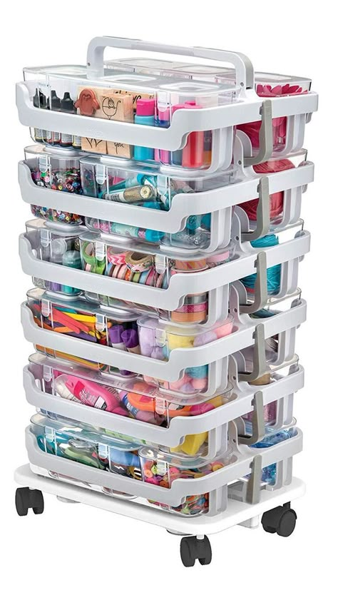 Craft Room Organization Diy, Craft Storage Cabinets, Large Storage Bins, Clear Bins, Organize Craft Supplies, Dream Craft Room, Caddy Organizer, Craft Room Design, Craft Room Storage