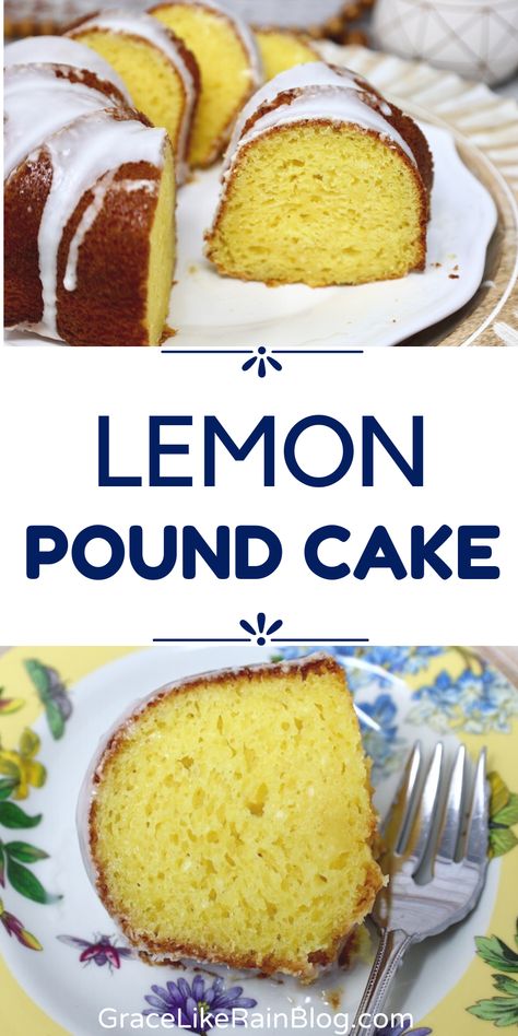 Lemon Pound Cake - Grace Like Rain Recipes Lemon Cake Mix Recipe, Easy Pound Cake, Pound Cake Recipes Easy, Citrus Desserts, Almond Pound Cakes, Lemon Pound Cake Recipe, Lemon Jello, Simple Pantry, Lemon Sugar Cookies