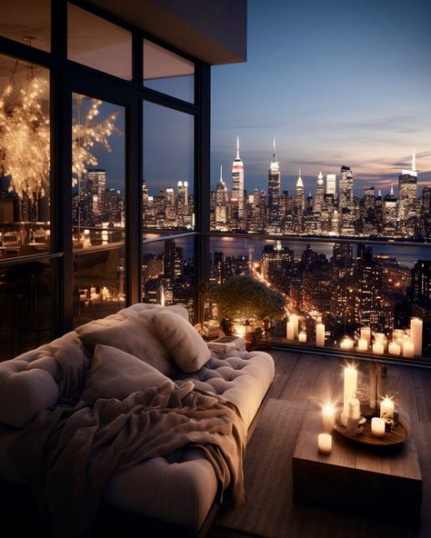 Luxury Nyc Apartment, Penthouse Balcony, Penthouse Aesthetic, Penthouse Terrace, Manhattan Penthouse, Luxury Balcony, Cozy Balcony, City Loft, Luxe Decor