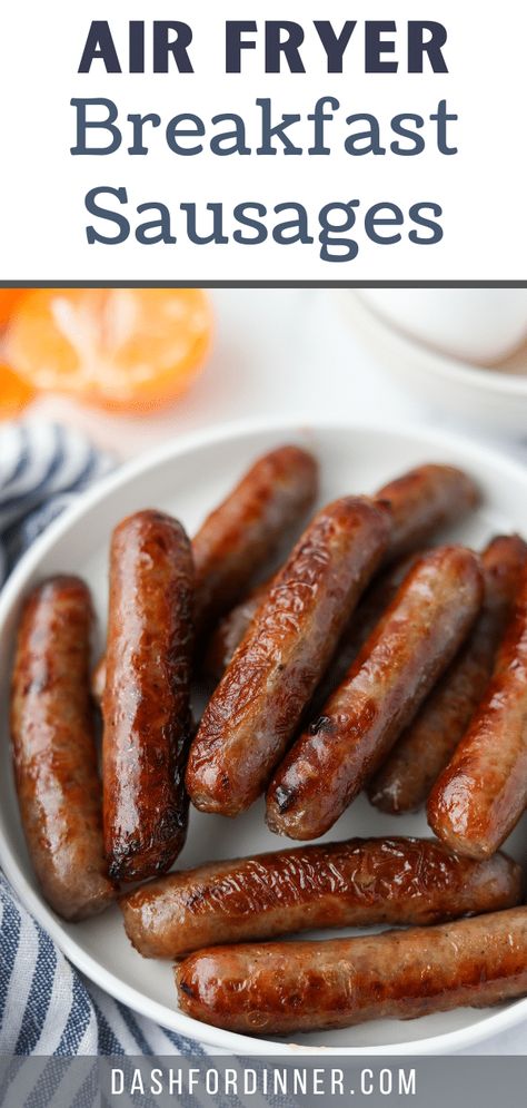 This easy recipe for Air Fryer Breakfast Sausages works for links, patties, or even frozen! If you're looking for an easy breakfast, some meal prep inspiration, or a quick way to prepare a holiday breakfast - try this air fryer method. It's even better than pan-frying, and it takes less than half the time (with none of the clean-up). Paleo Breakfast Sausage, Recipe For Air Fryer, Air Fryer Breakfast, Raw Breakfast, Breakfast Sausage Links, Homemade Breakfast Sausage, Pan Frying, Frozen Breakfast, Sausage Patty