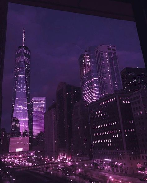 Rain Purple Aesthetic, Dark Purple City Aesthetic, Purple Building Aesthetic, City Aesthetic Purple, Purple City Aesthetic, City Aesthetic Night, Purple City, Purple Aesthetic Background, City Lights At Night