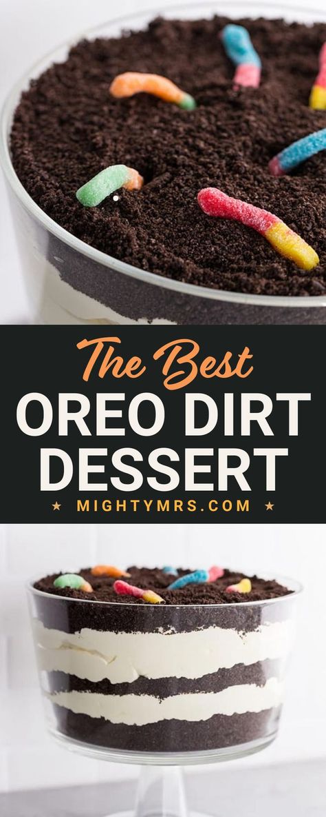 Oreo Gummy Worms Dirt Dessert, Oreo Dirt Cake Trifle, Homemade Dirt Pudding, Dirt Ice Cream Cups, Best Dirt And Worms Dessert, Dirt Pudding No Cream Cheese, Dirt Cup Trifle, Double Chocolate Oreo Halloween Dirt Cake, Gummy Worm Dirt Pudding