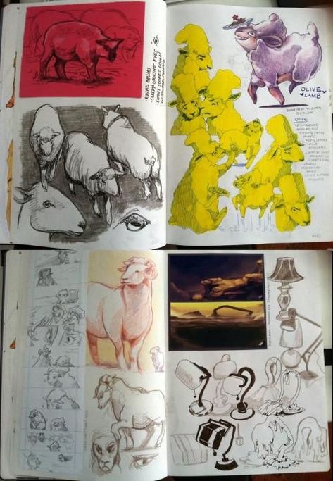 Animal Sketchbook Spread, Concept Art Sketchbook, Cool Sketch Book, Animation Sketchbook, Calarts Sketchbook, Sketch Book Ideas, Sketchbook Spreads, Sketchbook Spread, Kunstjournal Inspiration