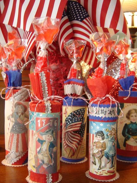 4th Party Ideas, July 4th Party Ideas, Star Lollipops, Fire Crackers, July 4th Party, Americana Crafts, Fourth Of July Decorations, 4th July Crafts, Happy Birthday America