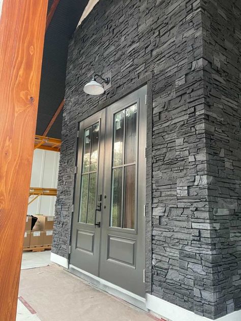 Accent Exterior Wall, Faux Stone Veneer, Stacked Stone Panels, Accent Wall Design, Faux Wainscoting, Fireplace Kits, Faux Stone Panels, Siding Options, Stone Pillars