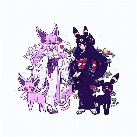 Espeon Human, Umbreon And Espeon, Pokemon Human Form, Gijinka Pokemon, Pokemon Umbreon, Pokemon Eevee Evolutions, Human Version, Pokemon Fusion Art, Pokemon Gijinka