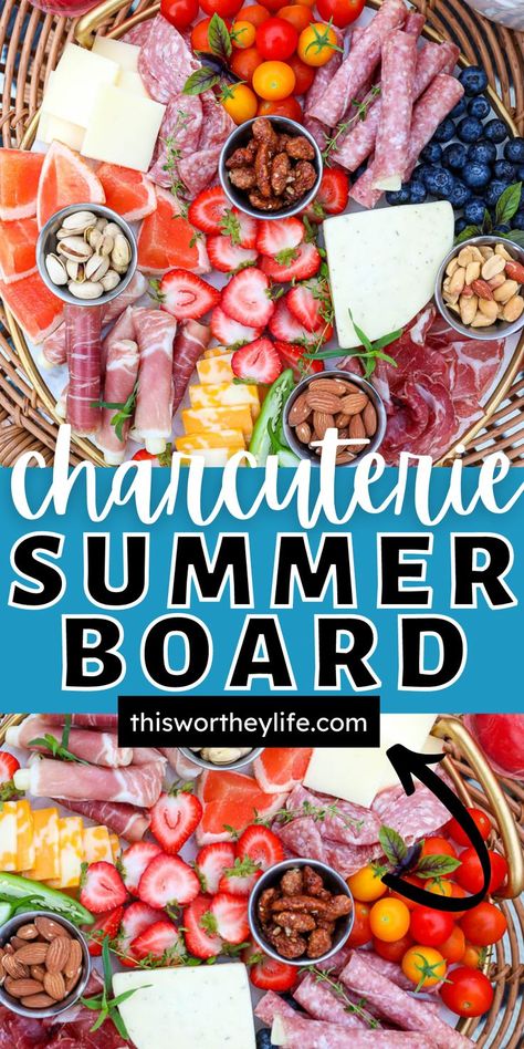 End Of Summer Charcuterie Board, Pool Party Charcuterie Board Ideas, Summer Bbq Charcuterie Board, Charcuterie Board Pool Party, Pool Side Charcuterie Board, Summer Food Board, Grill Charcuterie Board, Charcuterie Board Themes Summer, Summer Chacutery Board Ideas