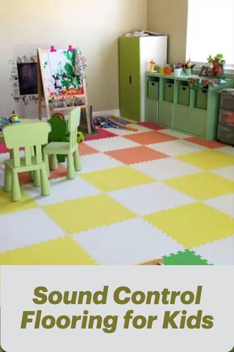 kids playroom with checkboard pattern foam tiles in yellow, white, orange, pink, green Foam Tiles Playroom, Basement Play Area, Interlocking Foam Mats, Type Of Flooring, Kids Mat, Tumble Mats, Foam Tiles, Kids Studio, Gym Mats