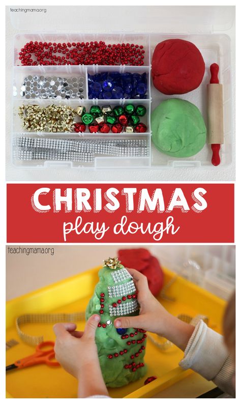 christmas play dough - the best recipe! Play Dough Christmas, Christmas Play Dough, Teaching Mama, Christmas Tree Kit, Christmas Crafts For Toddlers, Playdough Kits, Christmas Play, Christmas School, Preschool Christmas