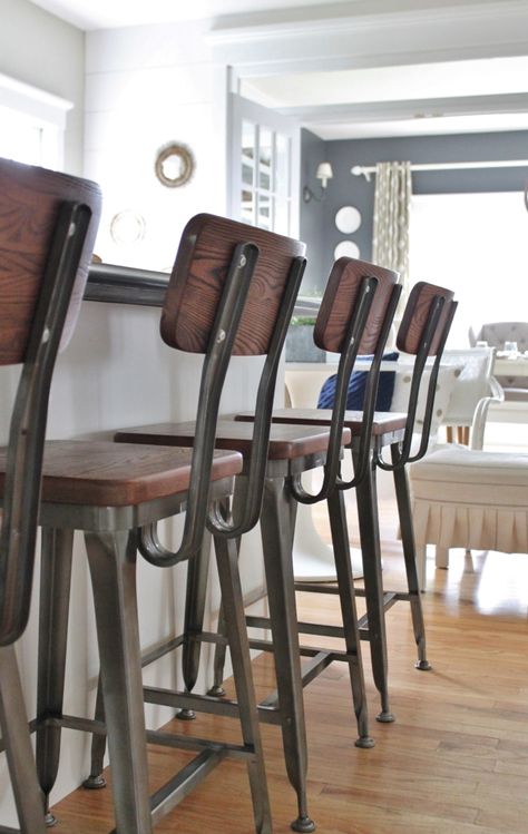 Modern Farmhouse Barstools-Up Close - City Farmhouse Farmhouse Barstools, Farmhouse Finishes, Brewery Interior, Future Farmhouse, Farmhouse Bar Stools, Moms Kitchen, Farmhouse Stools, Ideas Cocina, Farmhouse Bar