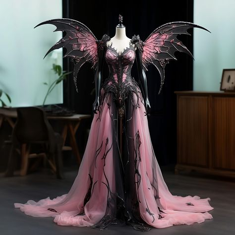 Black Fairy Aesthetic, Goth Wedding Dresses, Funny Optical Illusions, Fair Outfits, Black Fairy, Fairy Dresses, Fairy Aesthetic, Perfectly Timed Photos, Fantasy Dresses