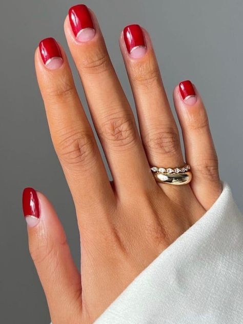 45+ Chic Red French Tip Nails for a Sophisticated Look | Kbeauty Addiction Red French Tip Nails, Red French Manicure, Red Tip Nails, Red French Tip, French Tip Manicure, White Tip Nails, New Nail Trends, Art 2022, Geometric Nail Art