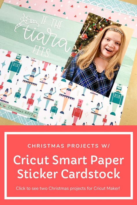 Learn how to make fun and easy Christmas cards and scrapbook layouts with Cricut Smart Paper Sticker Cardstock! This new sticker paper makes it fast to make and use detailed elements for your projects...get holiday project ideas (and a tip for making 12" long elements too). Cardstock Ideas, Cardstock Projects, Easy Christmas Cards, Cricut Christmas Ideas, Simple Christmas Cards, Cricut Christmas, Paper Sticker, Christmas 2017, New Sticker