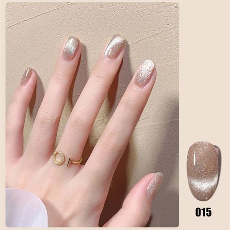 Diamond Cat Eye Nail Art, Nude Cat Eye Nails Design, Nude Cateye Nail, Cat Eye Nails Nude, Nail Art Cat Eye Designs, White Cat Eye Nails, Nude Cat Eye Nails, Nails For Summer 2023, Nail Art Cat Eye