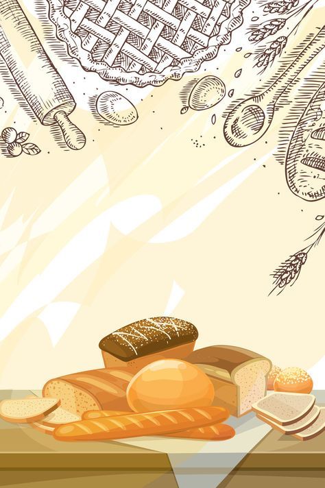 Aesthetic Bread Wallpaper, Bread Background, Dessert Poster, Painted Bread, Food Background Wallpapers, Bread And Pastry, Hand Cartoon, Computer Wallpaper Desktop Wallpapers, Bakery Logo