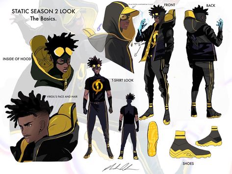 Static Shock Redesign, Vigilante Outfit, Static Dc, Static Shock, Black Cartoon Characters, Superhero Wallpaper, Hero Costumes, Black Characters, Black Cartoon