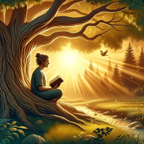 Bible Illustrations Art, Serene Illustration, Bible Meditation, Joshua 1 8, A Person Sitting, Peaceful Soul, Conjunctions Worksheet, Wedding Page Boys, Connection With God