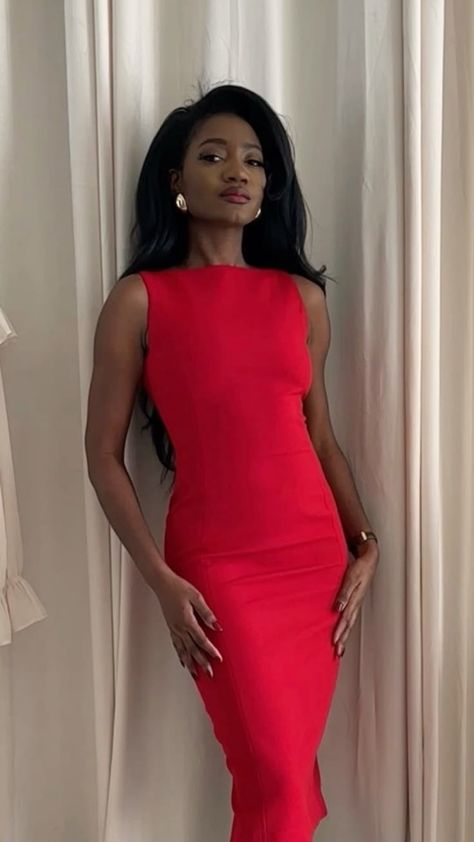 For Slender Black Women &Girls White Red Black Outfit, Ruby Red Outfit, Elegant Closet, Red Black Outfit, 2024 Wardrobe, Corporate Baddie, Graduation Outfits, Brunch Dress, Classic Outfit