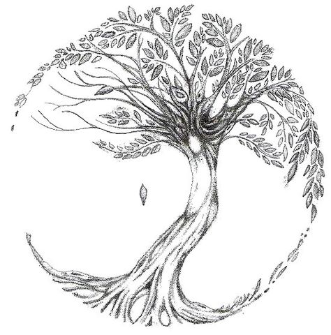 A nice tree of life tattoo design with one falling leaf. Fall Leaves Tattoo, Blatt Tattoos, Drawn Tree, Oak Tree Tattoo, Tattoo Painting, Tattoo Tree, Family Tree Tattoo, Tree Of Life Tattoo, Celtic Tree Of Life