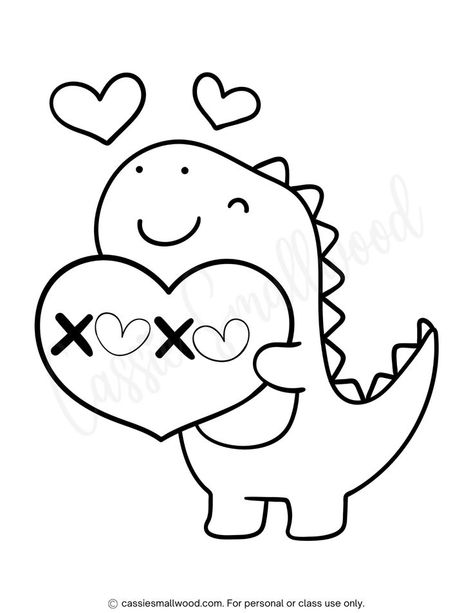 Easy dinosaur and hearts coloring page for Valentine's Day Heart Coloring Page, Valentine Coloring Sheets, Valentines Art For Kids, Printable Valentines Coloring Pages, Valentine Worksheets, Insect Coloring Pages, Free Halloween Coloring Pages, Space Coloring Pages, Valentines Day Coloring Page