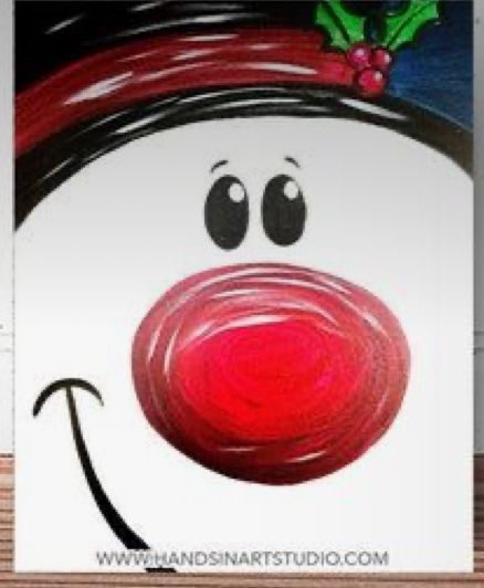 Christmas Paint Ideas For Kids, Diy Holiday Painting, Painting Snowman Faces, Upside Down Snowman, Paint And Sip Ideas Step By Step Winter, Fall Painting Ideas For Kids, Simple Snowman Drawing, Paint Night Christmas, Snowman Faces To Paint