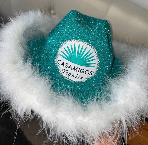 Casamigos Cowboy Hat, Liquor Themed Cowboy Hats Diy, Cowboy Hat Alcohol, Cowboy Hat Decorating, Bedazzled Cowboy Hat, Alcohol Halloween Costumes, Alcohol Logo, Custom Cowboy Hats, Personalized Hats