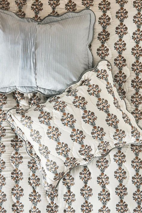 Iluka Shams, Set of 2 | AnthroLiving Perfect Bedding, Colorado Homes, Floral Quilt, Blue Fits, Reversible Quilt, Bedding Shop, Comforters Cozy, Bedding Collections, Bed Furniture