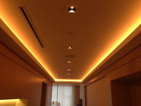 Led Cove Lighting 2300K Curtain Cove Light, Led Cove Lighting Ceiling, False Ceiling Cove Light, Ceiling Molding With Led Lights, Led Cove Lighting, Coving Ideas, Cove Lighting Ceiling, Family Music Room, Office Ceiling Design