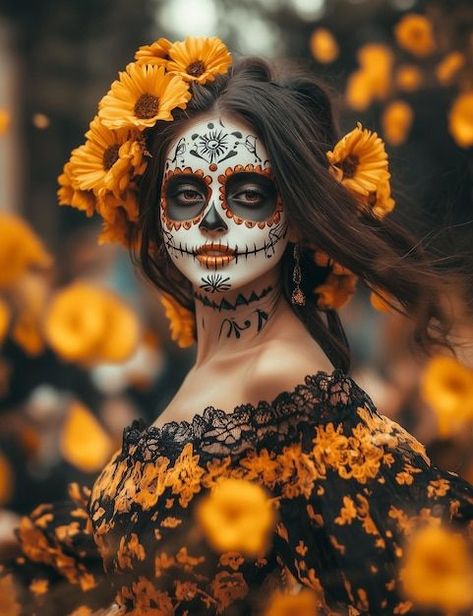 Sugar Skull Halloween Costume, Day Of Dead Costume, Day Of The Dead Woman, Sugar Skull Costume, Halloween Costumes For Work, Halloween Parejas, Dead Makeup, Sugar Skull Halloween, Skull Girls