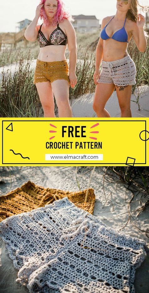 Crochet Beach Cover Up Pants, Crochet Beach Pants Pattern, Easy Crochet Shorts Free Pattern, Crochet Cover Up Shorts, Crochet Mesh Shorts Pattern Free, Crochet Short Free Pattern, Crochet For The Beach, Crochet Pattern Beach Cover Up, Shorts Crochet Pattern Free