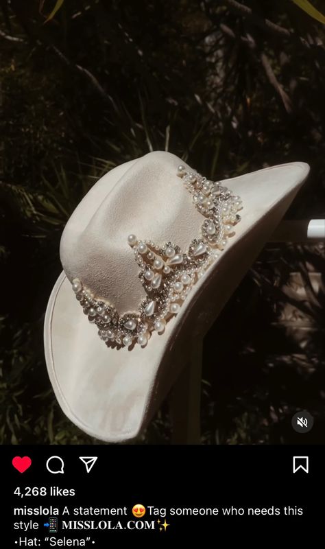 Pearl Cowgirl Hat, Unique Cowboy Hats, Bridal Cowgirl Hat, Fancy Cowboy Hat, Bridal Cowboy Hat, Cowboy Hats Decorated, Bedazzled Cowboy Hat, Decorated Cowboy Hats, Hat Decorating Ideas