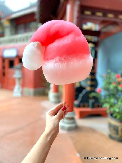 CONFIRMED! Santa Hat Cotton Candy Is The MUST-GET Holiday Snack at Disney World! Candy Buisness, Cotton Candy Aesthetic, Cotton Candy Christmas, Cotton Candy Flower, Cute Cotton Candy, Candy Business, Cotton Candy Cakes, Holiday Snack, Candy Stand