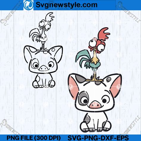 Pua And Hei Hei Drawing, Hey Hey Tattoo Moana, Moana Characters Printables, Pua Tattoos, Pua Tattoo, Hey Hey Moana, Hei Hei Svg, Hei Hei And Pua, Moana Clipart