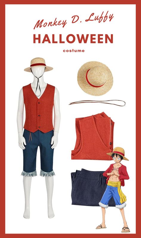 One Piece Cosplay Luffy, Luffy Costume, Luffy Cosplay, Halloween Character, One Piece Cosplay, 2024 Halloween, Set Outfits, One Piece Luffy, Costumes Halloween