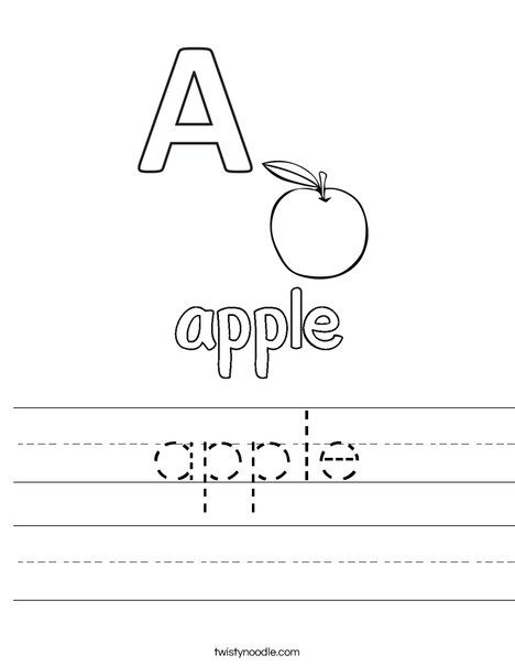 apple Worksheet - Twisty Noodle Apple Worksheet, Apple Word, Transportation Worksheet, Preschool Sight Words, Homework Worksheets, Toddler Teacher, Twisty Noodle, Spelling Worksheets, Sight Word Worksheets