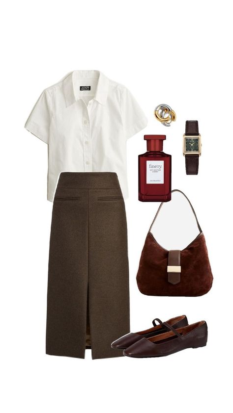 #ootd #skirt #brown #burgundy #outfit #fashion #fashionforwomen Burgundy Outfit, Brown Outfit, Brown Fashion, Ootd, Skirt