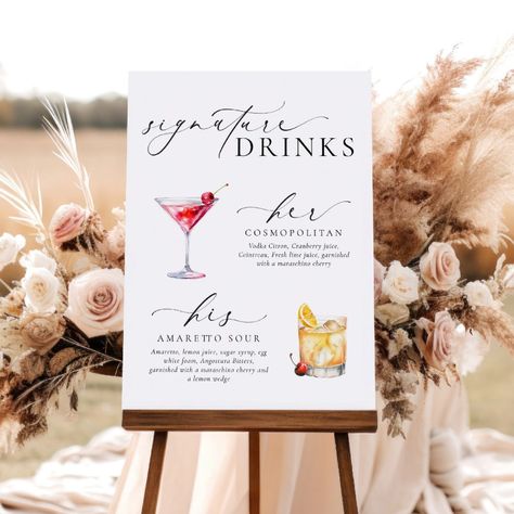 Ellesmere Modern Minimal Signature Drinks Sign Drink Image, Eye Icon, Signature Drink Sign, Drinks Sign, Script Text, Menu Sign, Signature Drinks Sign, Drink Signs, Calligraphy Script