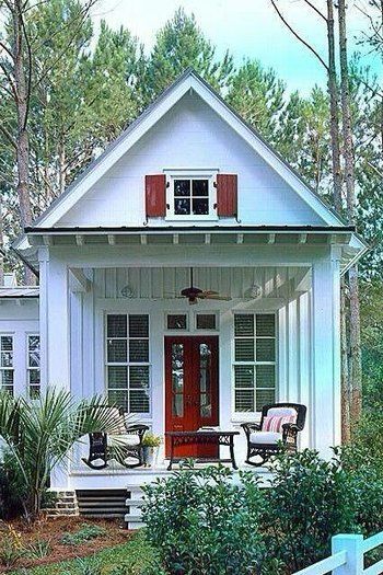 1710_ Colorful Shutters Small Statements Tiny Homes Plans, Living Tiny House, Tiny House Plans Small Cottages, Small Cottage Designs, Small Cottage House Plans, Small Cottage Homes, Southern Living House Plans, Cottage Floor Plans, Small Cottages