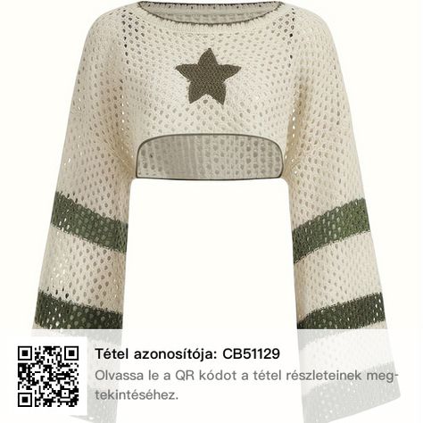 Hollow Out Crop Sweater, Crochet Star Pattern, Crochet Star Patterns, Crochet Star, Y2k Long Sleeve, Knit Sweater Top, Shoes Outfit Fashion, Crochet Stars, Cropped Knit Sweater