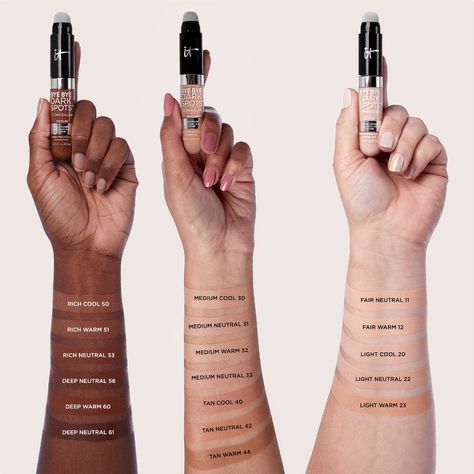 Shop IT Cosmetics' Bye Bye Dark Spots Concealer at Sephora. This concealer and serum provides medium coverage and fades the look of dark spots. Vegan Concealer, Color Correcting Concealer, Dark Spots On Face, Correcting Concealer, Skin Lightening Cream, Concealer Shades, Brown Skin Makeup, Uneven Skin Texture, Lightening Creams