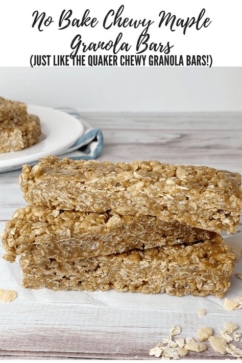 Chewy Maple Granola Bars - Kelly Lynn's Sweets and Treats Quaker Chewy Granola Bars, Maple Granola, Cinnamon Granola, Chewy Granola Bars, Granola Recipe Bars, Chewy Granola, Homemade Granola Bars, Bake Desserts, Copycat Recipe