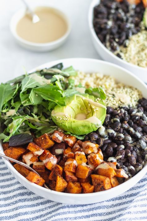 Black Bean Buddha Bowl, Rice Black Beans, Inflammation Foods, Sweet Potato Black Bean, Sweet Potato Bowls, Weekly Recipes, Buddha Bowls Recipe, Plant Based Lunch, Sweet Potato Black Beans