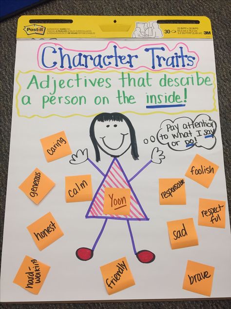 Character Traits poster Character Traits First Grade, Poster Kindergarten, Character Trait Anchor Chart, Character Traits Poster, Kindergarten Anchor Charts, Afrikaans Language, Class Activity, Poster Book, Text Structure