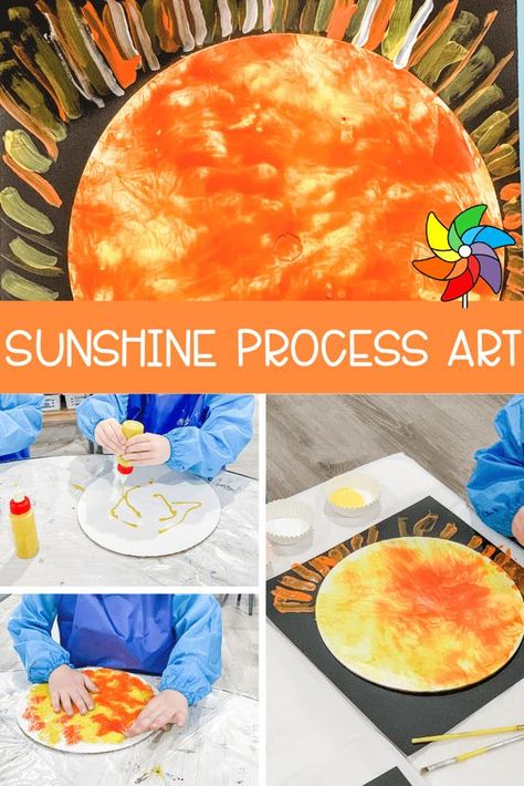 Sun Process Art Preschool, Spring Weather Art Preschool, Preschool Sun Art Activities, Sunny Day Art Preschool, April Art Preschool, Sunshine Craft Preschool, Sun Earth And Moon Craft Space Activity For Kids, Sun Preschool Art, Sun Preschool Theme