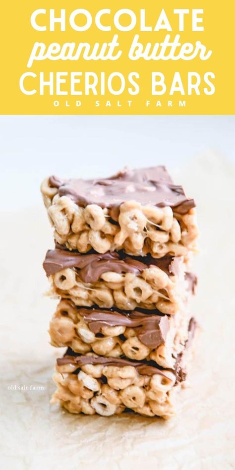 Cherrios Bars No Peanut Butter, Cheerio Bars Peanut Butter, Chocolate Cheerio Bars, Snacks To Make With Cheerios, Cherios Recipes No Bake, Things To Make With Cheerios, Cherrios Bars Marshmallow, Recipes With Cheerios, Cheerio Snacks