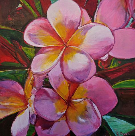 "Pink Frangipanis" by Christine Davis. Paintings for Sale. Bluethumb - Online Art Gallery Frangipani Painting, Pink Frangipani, Collage Flowers, Mermaid Drawings, Drawing Flowers, Realism Painting, Canvas Printing, Watercolor Art Lessons, Artwork For Sale