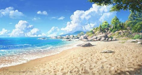 Anime Beach Background, Webtoon Background, Anime Houses, Anime Beach, Background Fantasy, Background Scenery, Episode Interactive Backgrounds, Anime Places, Ocean Backgrounds